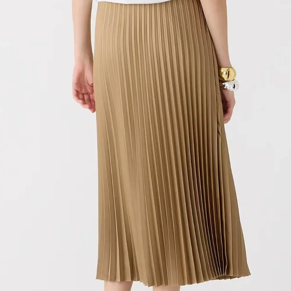 NWT J.Crew Midi Marcia Pleated Skirt Camel S - Picture 2 of 2